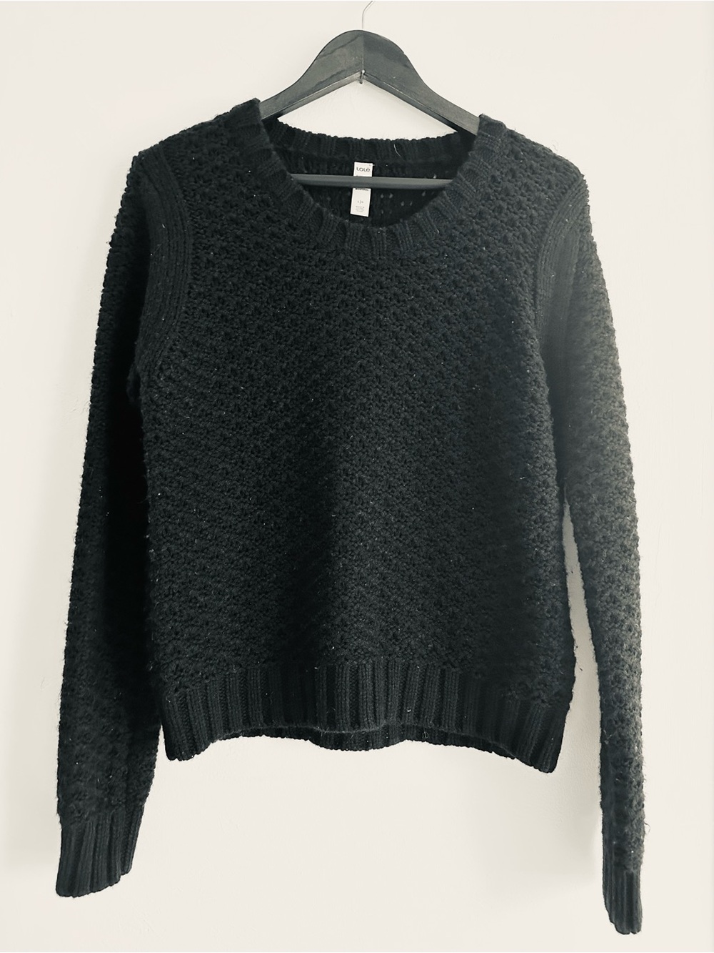 Lole Black Textured Crew Neck Sweater